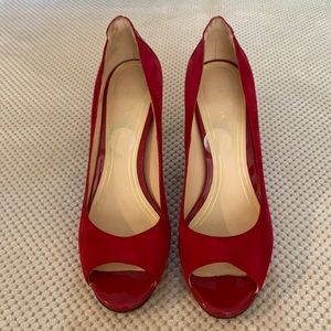 Cole Haan red leather suede 4” heels.